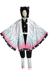 Kids Girls KNY Demon Fighter Butterfly Insect Pillar Kimono Outfit Cosplay Costume Full Set with Butterfly Headwear and Puttee