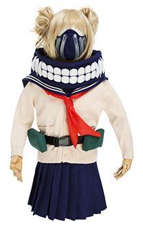 Kids Girls MHA League of Villains Himiko Toga Cosplay Costume Child JK School Uniform Sweater with Neckwear and Face Covering