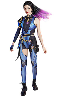 VALO Duelist Reyna Bodysuit Cosplay Costume with Pants and Earrings