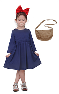 Kikis Delivery Service Kids Halloween Cosplay Costume Witch Dress With Yellow Bag